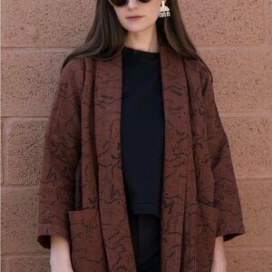 Brown Patterned Women's Coat by Wiksten x Jenny Pennywood
